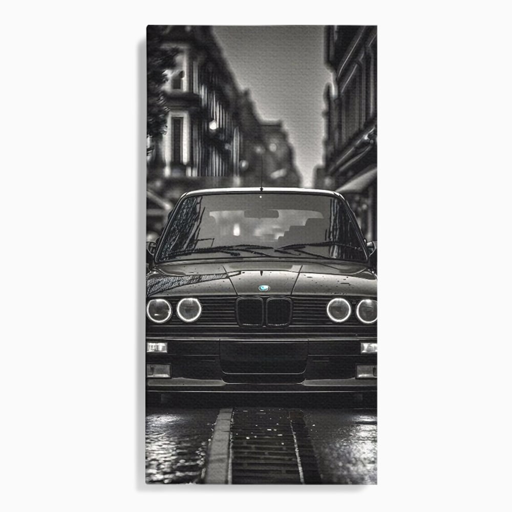 Tablou canvas cu tablou canvas cu masina bmw clasica, fara rama, pe sasiu de lemn